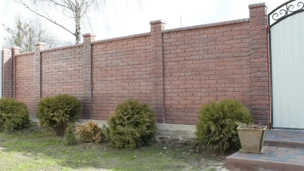 Бетонный забор Темный Кирпич 3