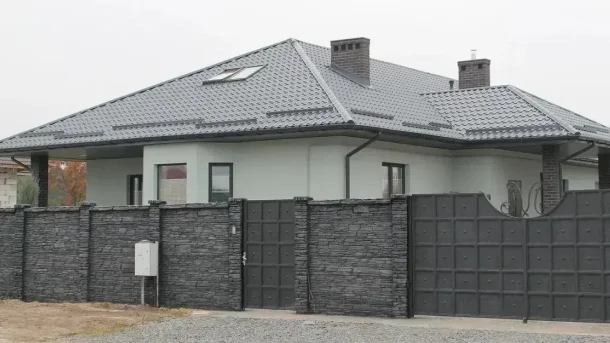 Бетонный забор Шале Серый 7