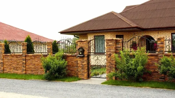 Бетонный забор Шале Темный 4